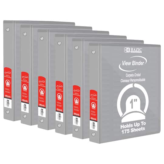 BAZIC® 3 Ring View Binder with Pockets, 6ct. in Gray | 1" | Michaels®